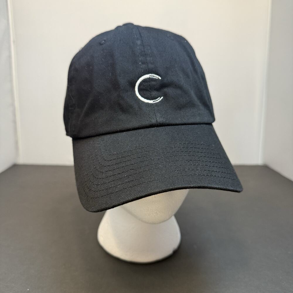 Clutch All Black Strap back Adjustable Hat White C Logo On Front Clutch On back